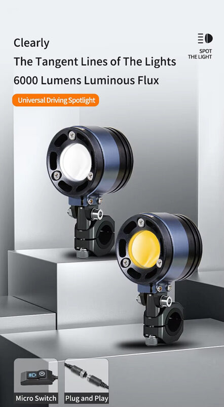 Hot Sale Factory Price L3 Led Spotlight for Motorcycle with Dual Color Light and Waterproof Function High and Low Beam 60W 12V15