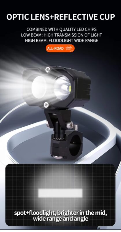Hot Sale High Quality 150W High and Low Beam Motorcycle Spotlight for Scooter ADV Off-road Wide Range Yellow and White Light11