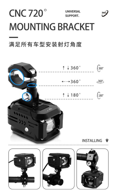 L1 90W Waterproof Electric Bicycle Fog Lamp 12-90V Aluminum Alloy Motorcycle LED Spotlight With Wire Switch High Low Beam8