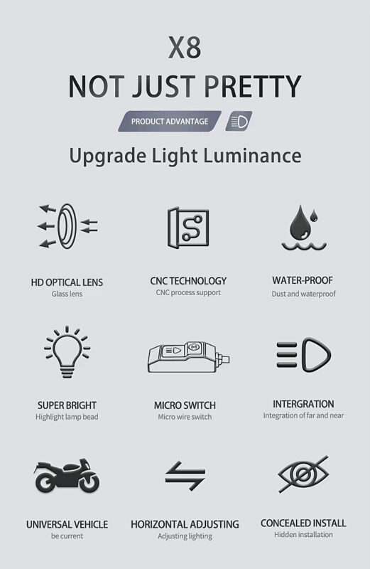X8 40W Waterproof Electric Bicycle Fog Lamp 12-90V Aluminum Alloy Motorcycle LED Spotlight with Wire Switch High Low Beam13